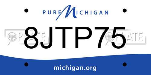 8JTP75 Michigan License Plate