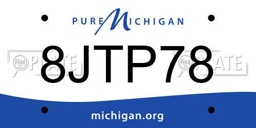 8JTP78 Michigan License Plate