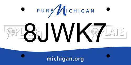 8JWK7 Michigan License Plate