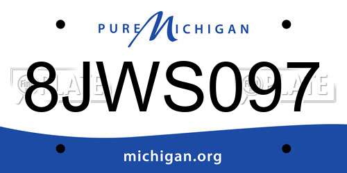 8JWS097 Michigan License Plate
