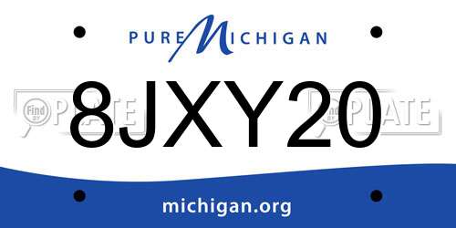 8JXY20 Michigan License Plate