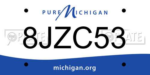 8JZC53 Michigan License Plate