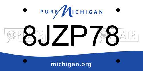 8JZP78 Michigan License Plate