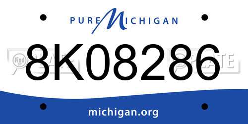 8K08286 Michigan License Plate