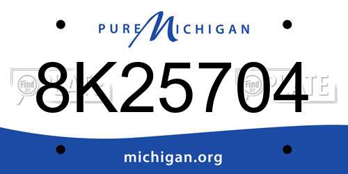 8K25704 Michigan License Plate