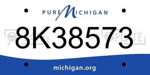 8K38573 Michigan License Plate