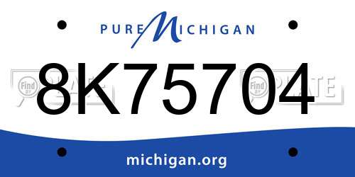 8K75704 Michigan License Plate