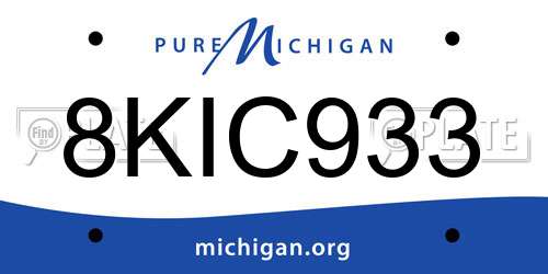8KIC933 Michigan License Plate