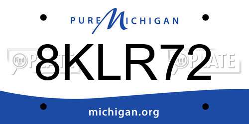 8KLR72 Michigan License Plate