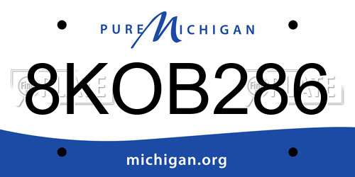 8KOB286 Michigan License Plate