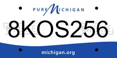 8KOS256 Michigan License Plate