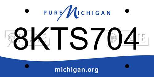 8KTS704 Michigan License Plate