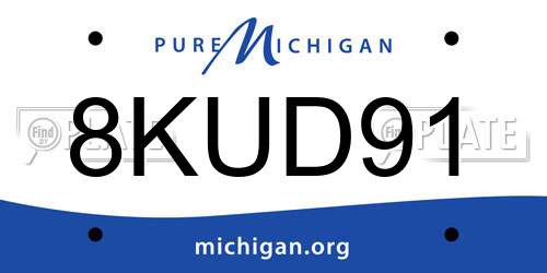 8KUD91 Michigan License Plate