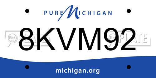 8KVM92 Michigan License Plate