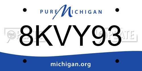 8KVY93 Michigan License Plate