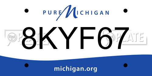 8KYF67 Michigan License Plate