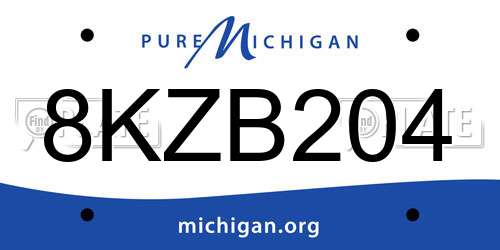 8KZB204 Michigan License Plate