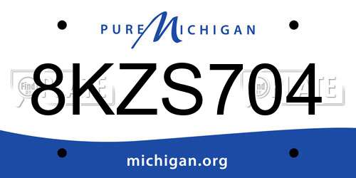 8KZS704 Michigan License Plate