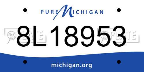 8L18953 Michigan License Plate