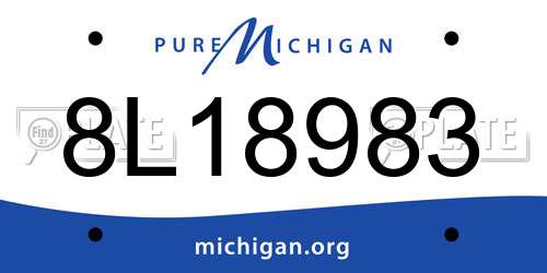 8L18983 Michigan License Plate