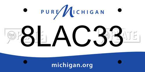 8LAC33 Michigan License Plate