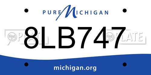 8LB747 Michigan License Plate