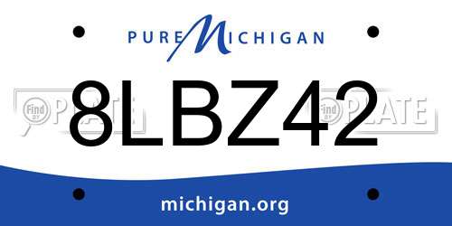 8LBZ42 Michigan License Plate