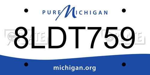 8LDT759 Michigan License Plate