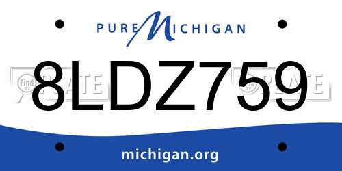 8LDZ759 Michigan License Plate