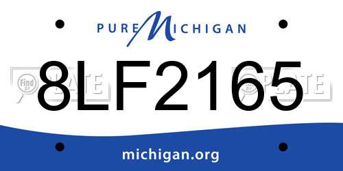 8LF2165 Michigan License Plate