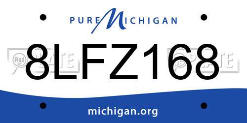 8LFZ168 Michigan License Plate