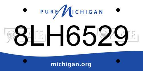8LH6529 Michigan License Plate