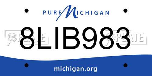 8LIB983 Michigan License Plate
