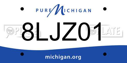 8LJZ01 Michigan License Plate