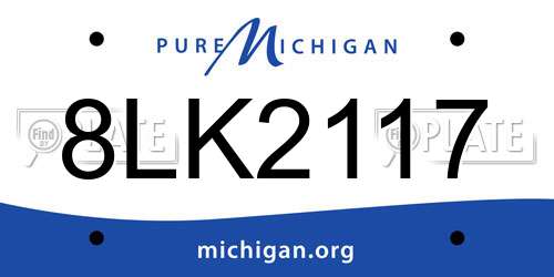8LK2117 Michigan License Plate