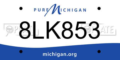 8LK853 Michigan License Plate