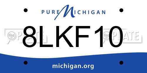 8LKF10 Michigan License Plate