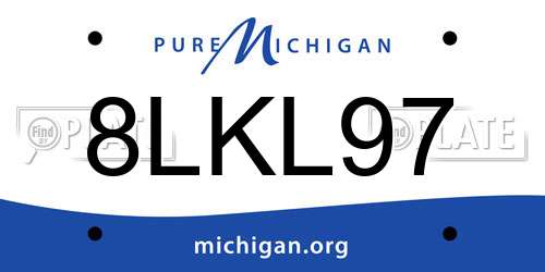 8LKL97 Michigan License Plate
