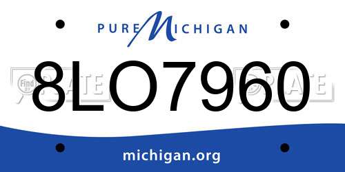 8LO7960 Michigan License Plate