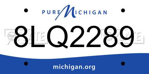 8LQ2289 Michigan License Plate