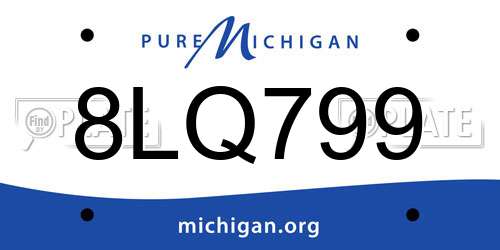 8LQ799 Michigan License Plate