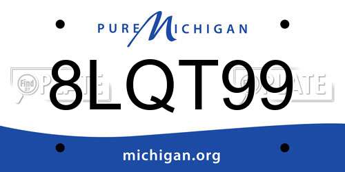 8LQT99 Michigan License Plate