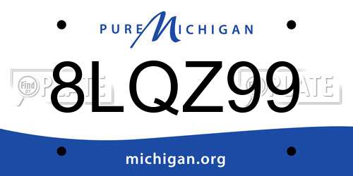 8LQZ99 Michigan License Plate