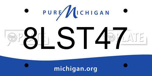 8LST47 Michigan License Plate