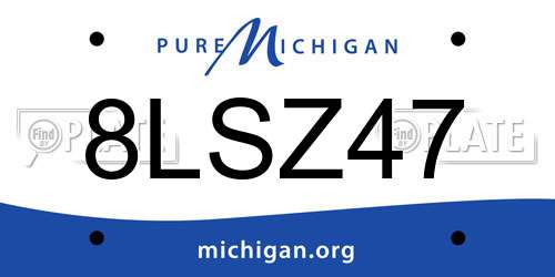 8LSZ47 Michigan License Plate