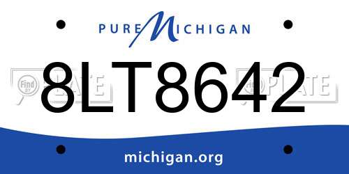 8LT8642 Michigan License Plate