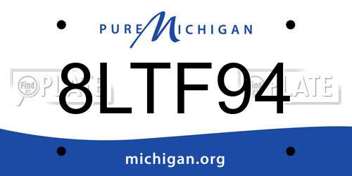 8LTF94 Michigan License Plate