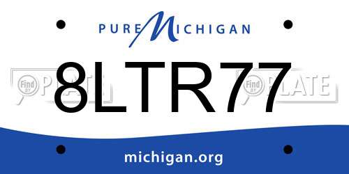 8LTR77 Michigan License Plate