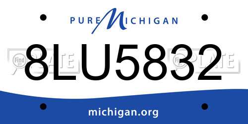 8LU5832 Michigan License Plate