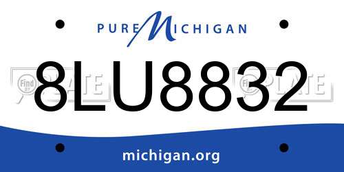 8LU8832 Michigan License Plate